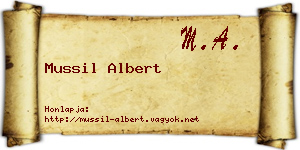 Mussil Albert névjegykártya
